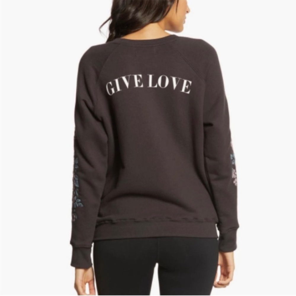 Spiritual Gangster Give Love Embroidered Sleeve Sweatshirt Small